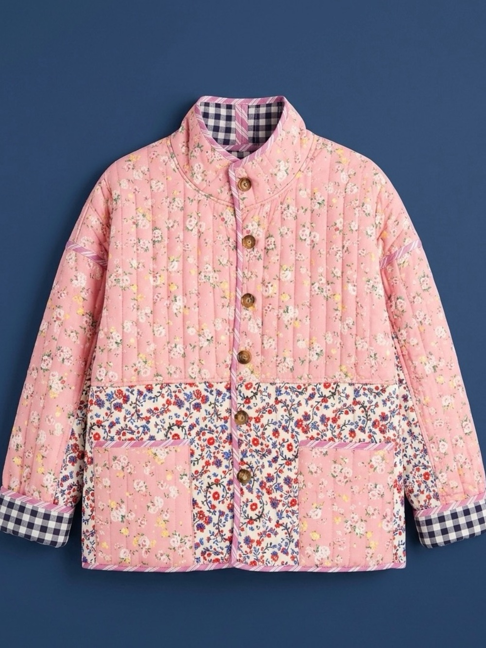 NEXT Quilted Pink Floral Button-Up Jacket